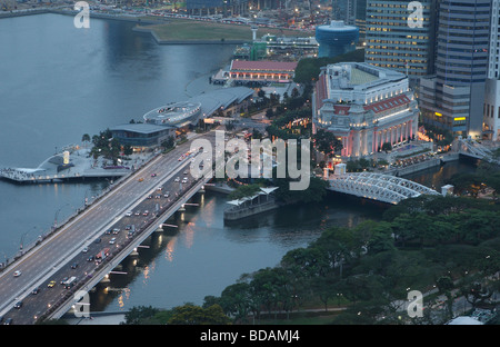 Luftaufnahme von Fullerton Hotel in Singapur Stockfoto