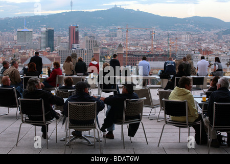 Tagesansicht über Plaça d ' Espanya und einige Teile des Stadtteils Sants-Montjuïc befindet sich in der Stadt Barcelona in Spanien Stockfoto