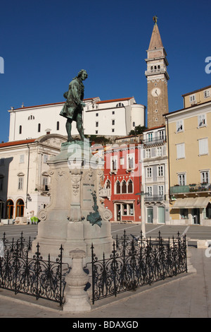 Piran Altstadt, Tartini Platz. Slowenien. Stockfoto