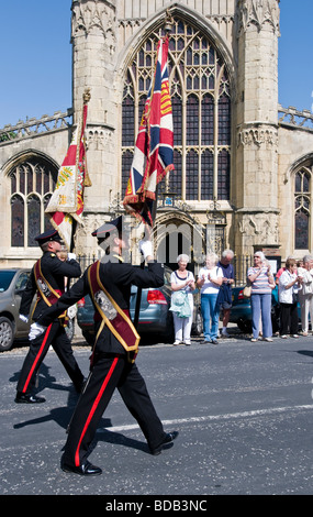 Mitglieder des 1. Bataillon The Yorkshire Regiment marschieren während ihre Heimkehr, Beverley, East Yorkshire Stockfoto