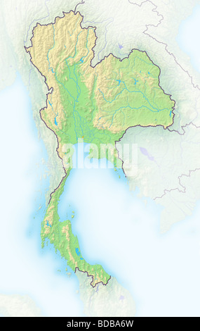 Thailand, schattierte Reliefkarte. Stockfoto