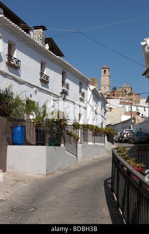 Weiße Dorf Alora. Malaga. Costa del Sol Andalusien. Spanien. Europa Stockfoto