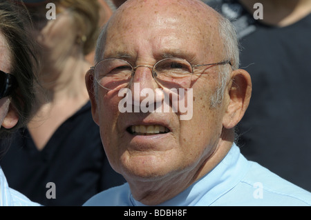 Porträt der britischen Rennfahrer Sir Stirling Moss bei der Silverstone Classic event, 2009 Stockfoto