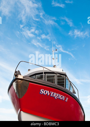 Der Sovereign III ein Boot verwendet, um Passagiere auf Reisen zu den Farne Islands von Northumberland Port der gemeinsame Fähre Stockfoto