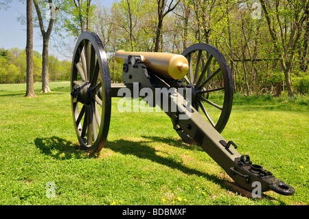 American Civil War Artillerie Stück in der Nähe von Worthington Haus, Monocacy Schlachtfeld, Maryland Stockfoto