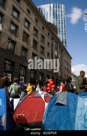 G20-Klima-Camp in London. Stockfoto