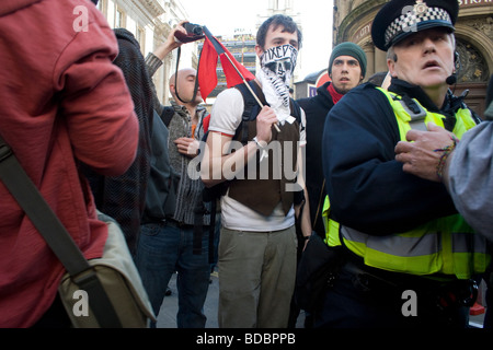 G20-Proteste am London 2009. Stockfoto