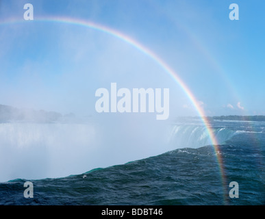 Regenbogen über Niagara Falls Hufeisen Wasserfall Ontario Kanada Stockfoto