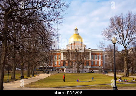 Das Massachusetts State House angesehen vom Boston Common Park Boston Massachusetts MA USA Stockfoto