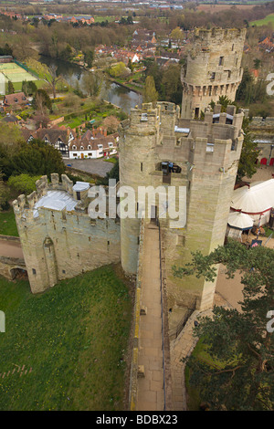 Warwick Castle ist eine mittelalterliche Burg befindet sich in Warwick, Warwickshire, West Midlands in England, Vereinigtes Königreich Stockfoto