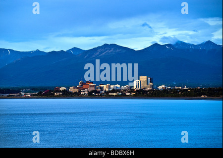 Die Skyline der Stadt, Anchorage, Alaska, USA Stockfoto