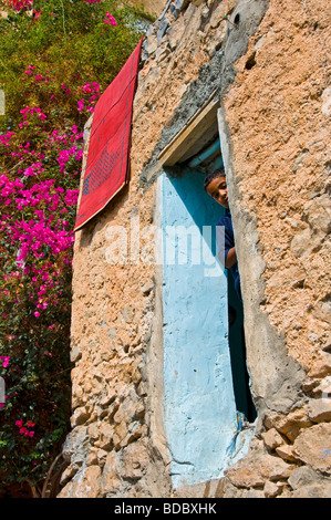 Aflaj Bewässerungssystem alten Wasser im Dorf von Misfat Al Abriyyin in Jabal Al Akhdar, Dhakiliya Region Oman Stockfoto