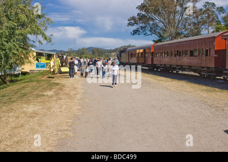 Das Tal Rattler historische Dampfeisenbahn an Kandanga Station Stockfoto