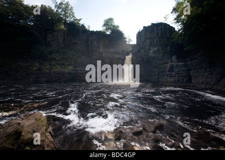 Hohe Kraft Wasserfall am Fluss Tees, Teesdale, Co-Durham Stockfoto