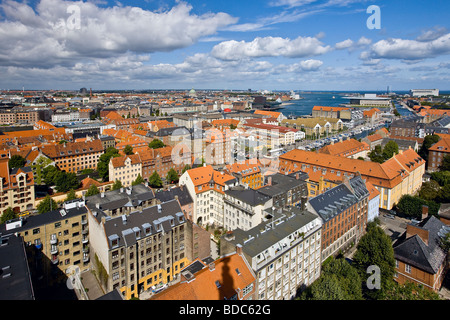 Ansicht von Kopenhagen von der Spitze der unser Retter-Kirche Stockfoto