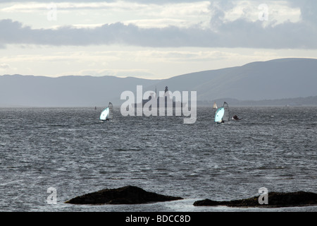 British Royal Navy Type 45 Destroyer HMS Dauntless on Sea Trials on the Firth of Clyde off the town of Largs, North Ayrshire, Scotland, UK Stockfoto