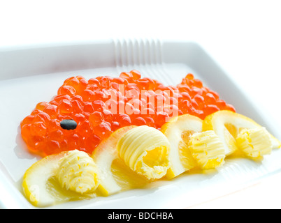 Sandwiches mit rotem Kaviar Stockfoto