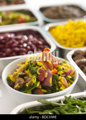 Reissalat und Zutaten Stockfoto