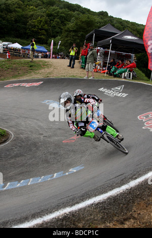 BMX-Rennen in Cheddar, Juli 2006 Stockfoto