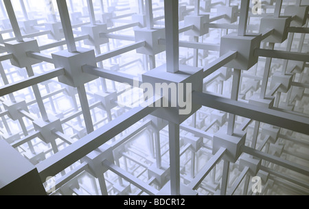 3D-Rendering einer abstrakten Netzwerk-Struktur Stockfoto