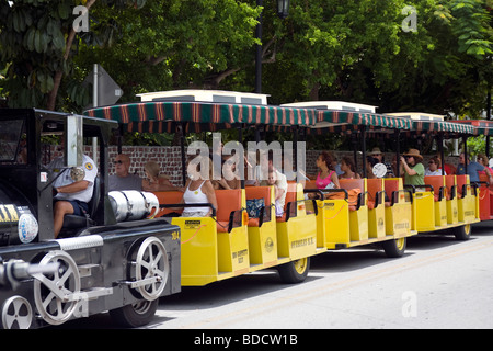 Conch Train Tour vorbei an Hemingway Haus in Key West Stockfoto