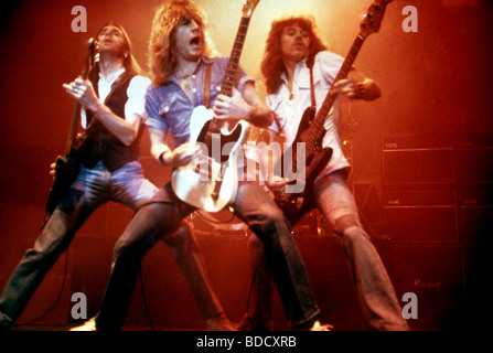 STATUS QUO - UK rock Gruppe 1979 von links: Rick Parfitt, Francis Rossi und Alan Lancaster Stockfoto