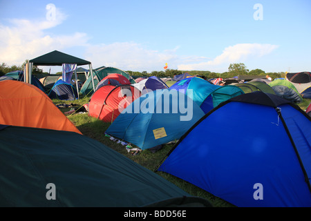 Glastonbury Festival 2009 Menschen Campingplatz Stockfoto