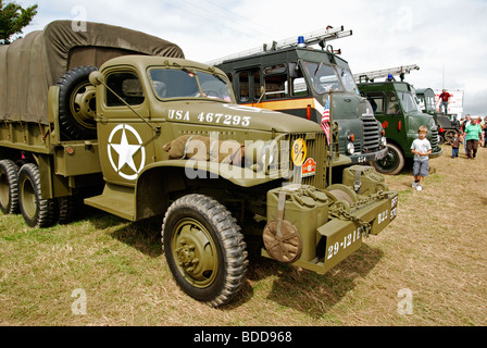 zweiten Weltkrieg amerikanische Militärfahrzeuge bei einer Oldtimer-Rallye in Cornwall, Großbritannien Stockfoto