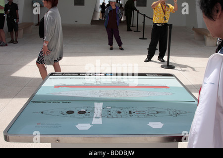 USS Arizona Diagramme auf der Memorial Bridge am Pearl Harbor Oahu Hawaii USA Stockfoto