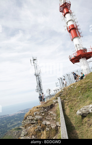 Antenne auf La Rhune Berg- und Beobachtung Punkt, Baskenland, Frankreich Stockfoto