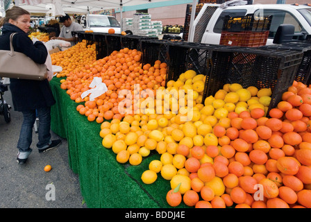 Orangen auf Bauernmarkt in Arizona Avenue in Santa Monica, Kalifornien, USA Stockfoto