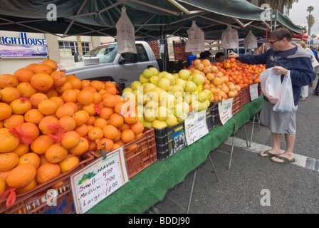 Orangen auf Bauernmarkt in Arizona Avenue in Santa Monica, Kalifornien, USA Stockfoto