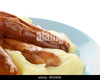 Kartoffelbrei mit Würstchen Stockfoto