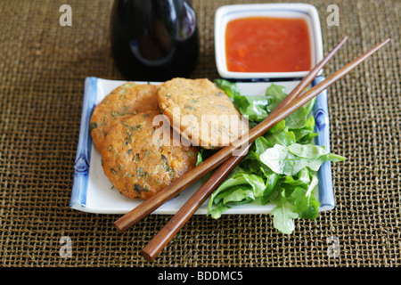 Thailändische Fischfrikadellen Stockfoto