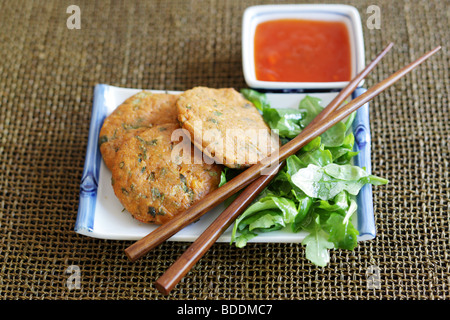 Thailändische Fischfrikadellen Stockfoto