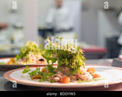 vorbereiteten Garnelen Salat Vorspeise in der Küche des restaurants Stockfoto