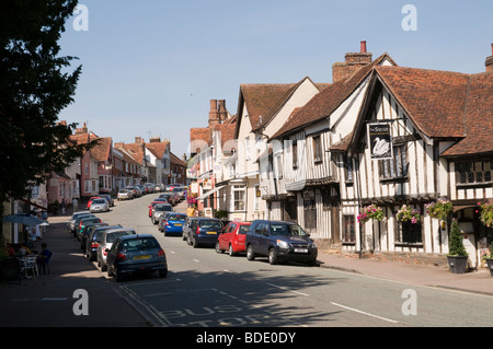 Der High Street in Lavenham, Suffolk, England Stockfoto