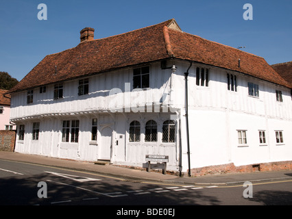 Einem großen weiß-Oainted gerahmte Holzhaus in Dame Street, Lavenham, Suffolk, England Stockfoto