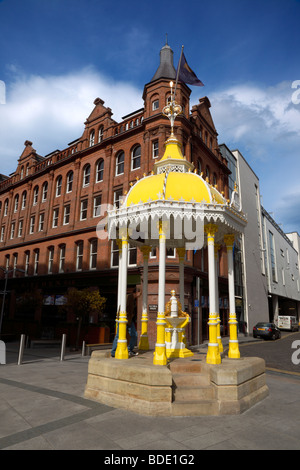 Irland, Norden, Belfast, Victoria Square, gelb gefärbt viktorianischen Jaffe Trinkbrunnen. Stockfoto