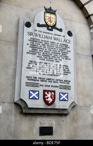 Sir William Wallace Denkmal markiert die Stelle, wo er, nach Tod Smithfield London uk gesetzt wurde, Stockfoto