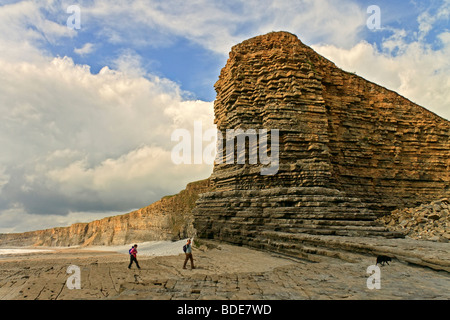 Wanderer an Nash Point Glamorgan Stockfoto