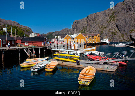 Flakstad Insel: Nusfjord Fischerdorf Stockfoto