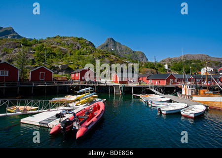 Flakstad Insel: Nusfjord Fischerdorf Stockfoto