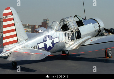 Wieder bei -6 SNJ Harvard Texan Flugzeug an einem Air Show. Stockfoto