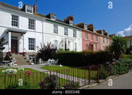 eine Terrasse aus viktorianischen Häusern in Penzance, Cornwall, uk Stockfoto