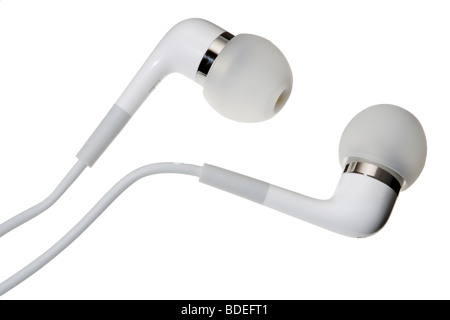 Weiß Apple Ipod earphones Stockfoto