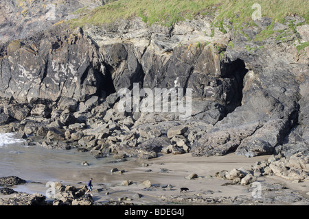 Lundy Bay, in der Nähe von Port Quin, North Cornwall, England, UK Stockfoto