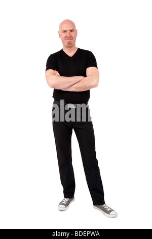 kahl leitete jungen Mann, freundlich in die Kamera schauen Stockfoto