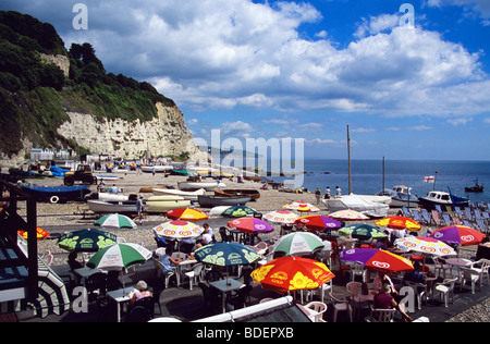 Cafe am Strand des Resorts Bier an der Südküste von Devon Stockfoto