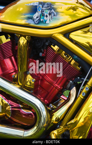 Maßgeschneiderte Harley Davidson Motorrad "V" "Schwenkkopf" Doppelmaschine Stockfoto